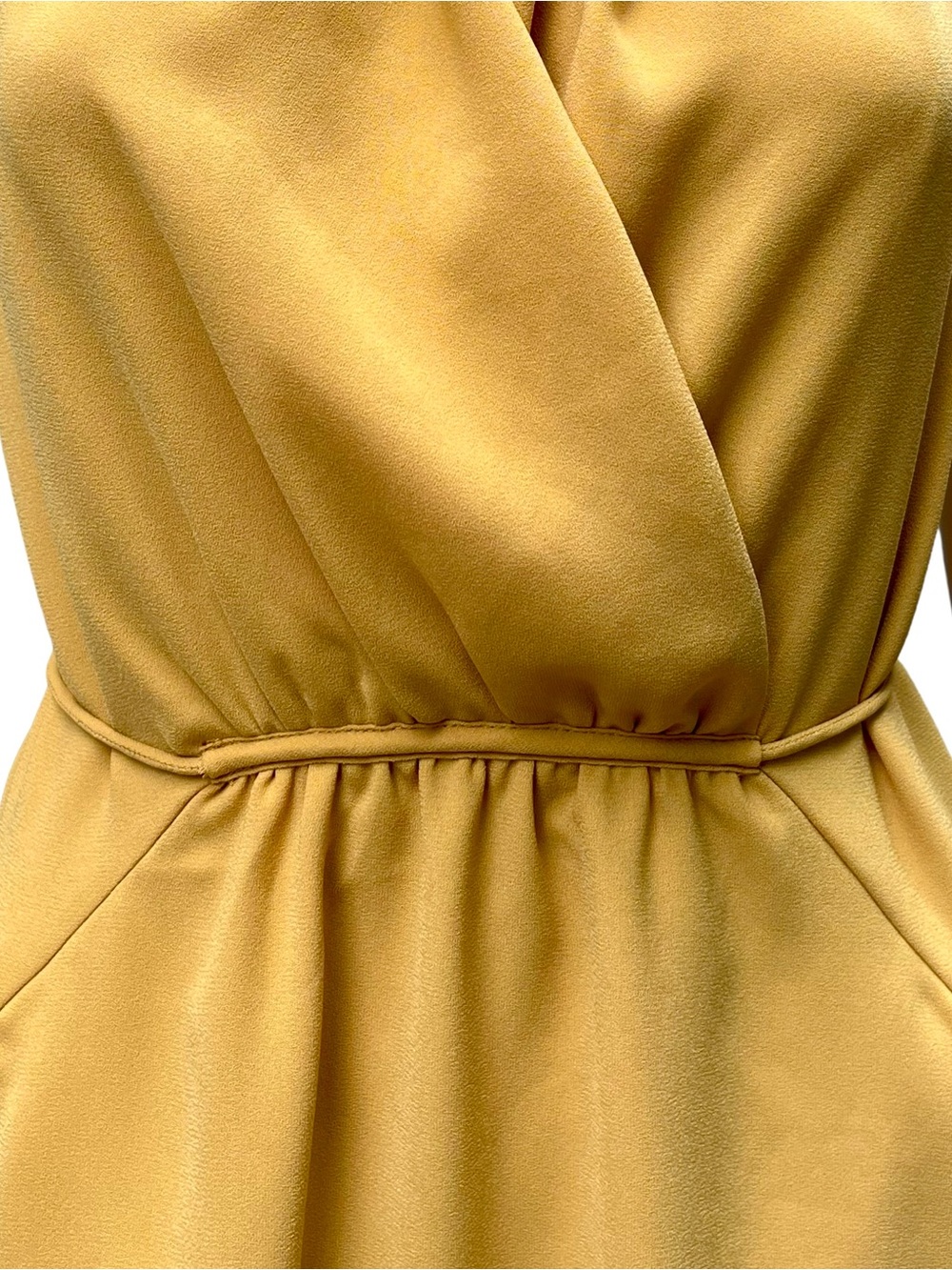 Wilfred Aritzia Draped Pocket Mini Dress Mustard yellow S-L - Picture 6 of 9